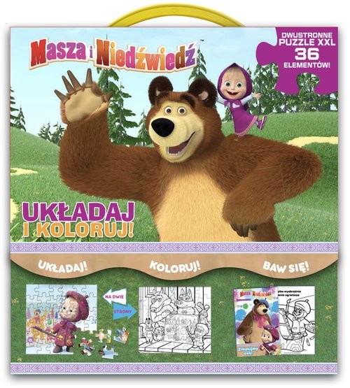 okładka Masza i niedźwiedź. Układaj i koloruj. książka | Opracowania Zbiorowe