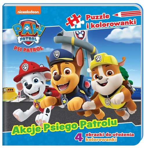 okładka Psi Patrol Puzzle i kolorowanki Akcje Psiego Patrolu książka | Opracowania Zbiorowe
