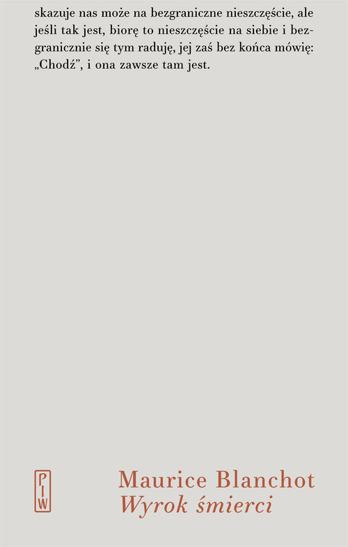 okładka Wyrok śmierci książka | Maurice Blanchot