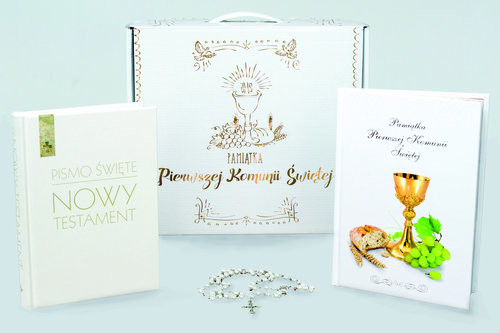 okładka Pakiet komunijny Pismo Święte Nowy Testament / Pamiątka Pierwszej Komunii Świętej / Różaniec książka