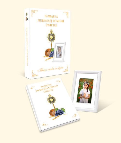 okładka Pamiątka Pierwszej Komunii Świętej + ramka książka
