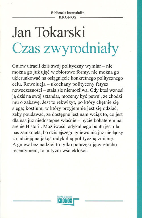 okładka Czas zwyrodniały książka | Jan Tokarski