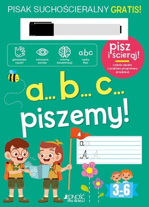 okładka A...B...C... piszemy! Książka z pisakiem suchościeralnym książka | Oliwia Dulęba