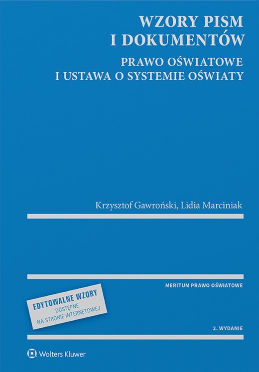 okładka Wzory pism i dokumentów - prawo oświatowe i ustawa o systemie oświaty - z serii MERITUM (pdf) ebook | pdf | Krzysztof Gawroński, Lidia Marciniak