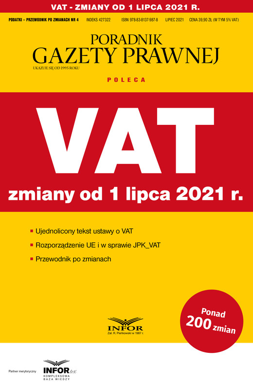 okładka VAT - zmiany od 1 lipca 2021 ebook | pdf | Opracowania Zbiorowe