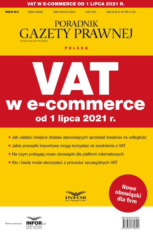 okładka VAT w e-commerce od 1 lipca 2021 r. ebook | pdf | Opracowania Zbiorowe
