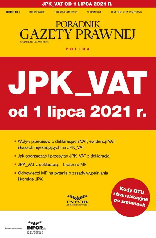 okładka JPK_VAT od 1 lipca 2021 r. ebook | pdf | Tomasz Krywan