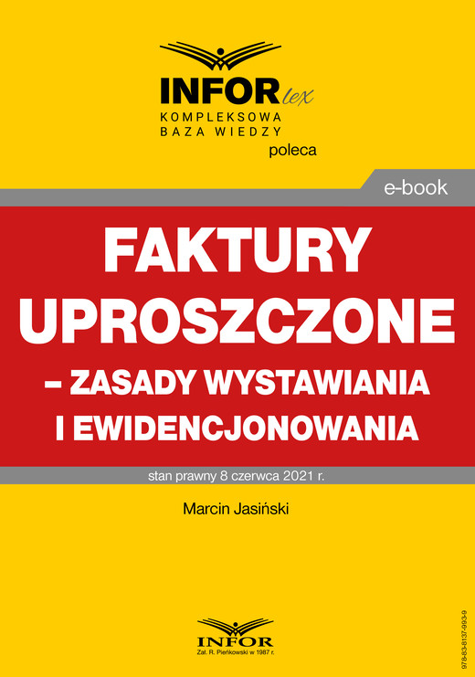 okładka Faktury uproszczone – zasady wystawiania i ewidencjonowania ebook | pdf | Marcin Jasiński