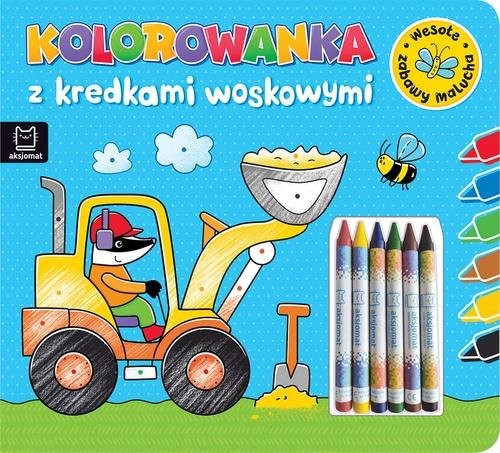 okładka Kolorowanka z kredkami woskowymi Wesołe zabawy malucha. Książeczka niebieska książka | Opracowania Zbiorowe