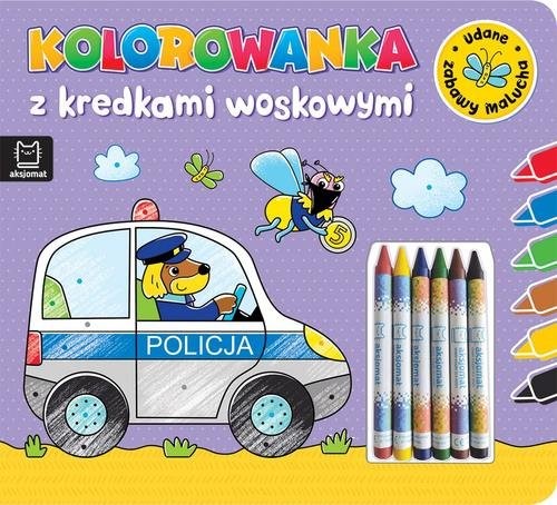 okładka Kolorowanka z kredkami woskowymi Udane zabawy malucha. Książeczka fioletowa książka | Opracowania Zbiorowe