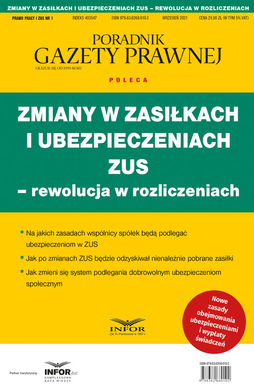 okładka Zmiany w zasiłkach i ubezpieczeniach ZUS – rewolucja w rozliczeniach ebook | pdf | Opracowania Zbiorowe