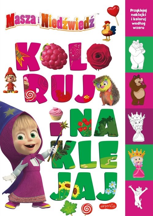 okładka Masza i Niedźwiedź Koloruj i naklejaj 2 książka