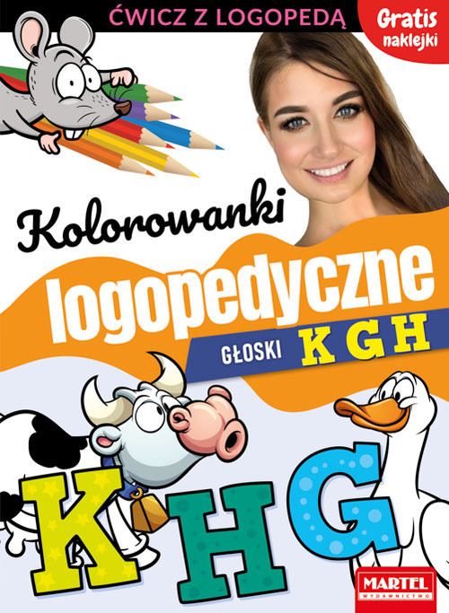 okładka Kolorowanki logopedyczne Głoski K G H z naklejkami książka | Magdalena Małecka, Agnieszka Wiatrowska