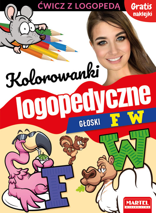 okładka Kolorowanki logopedyczne Głoski F W z naklejkami książka | Magdalena Małecka, Agnieszka Wiatrowska