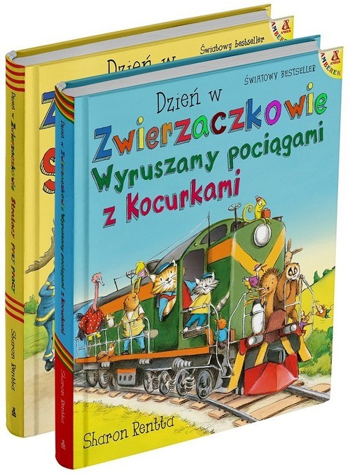 okładka Dzień w Zwierzaczkowie Wyruszamy pociągami z kocurkami / Dzień w Zwierzaczkowie Strażacy przy pracy Pakiet książka | Sharon Rentta