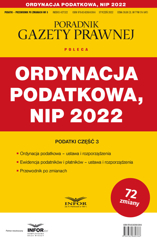 okładka Ordynacja podatkowa, NIP 2022 ebook | pdf | Opracowania Zbiorowe