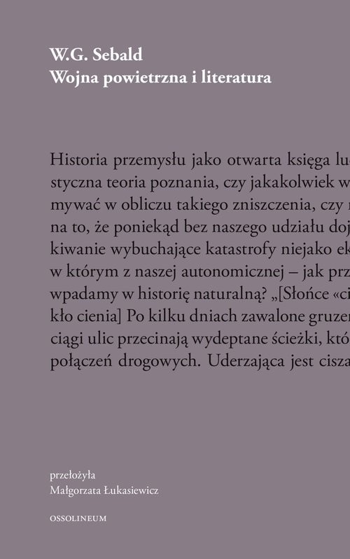 okładka Wojna powietrzna i literatura książka | Sebald W.G.