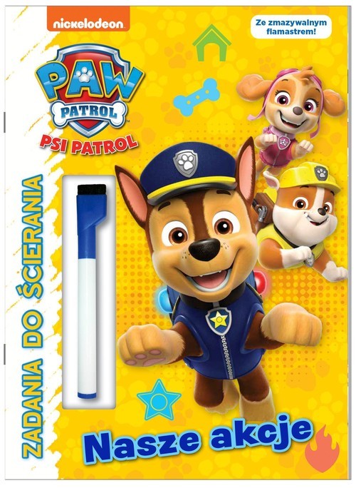 okładka Psi Patrol Zadania do ścierania Nasze akcje książka