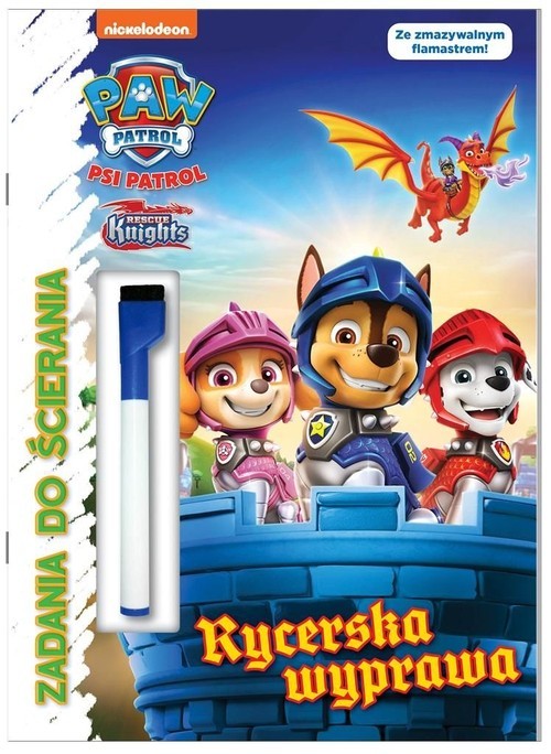 okładka Psi Patrol Zadania do ścierania Rycerska wyprawa książka