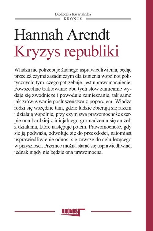 okładka Kryzys republiki książka | Hannah Arendt