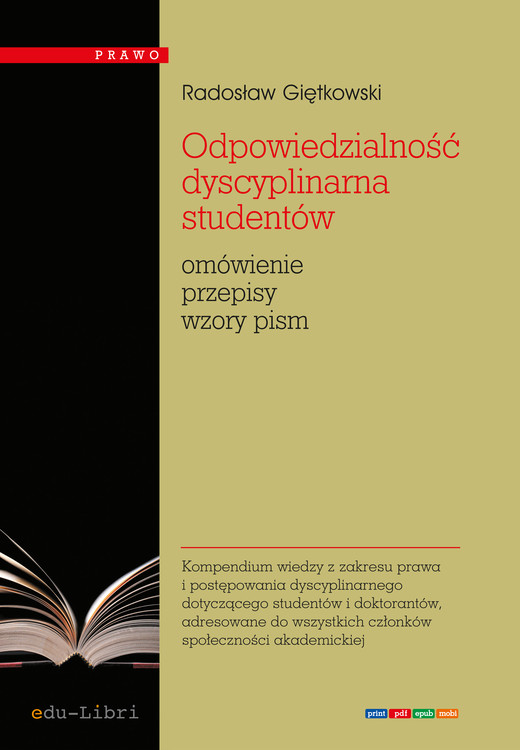 okładka Odpowiedzialność dyscyplinarna studentów ebook | epub, mobi, pdf | Radosław Giętkowski