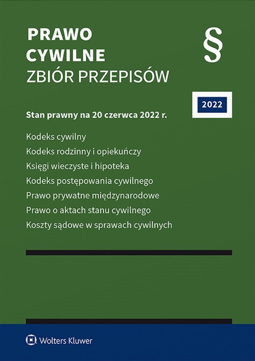 okładka Prawo cywilne. Zbiór przepisów (pdf)  Stan prawny: 20 czerwca 2022 r. Wydanie: 59 ebook | pdf | Opracowanie redakcyjne