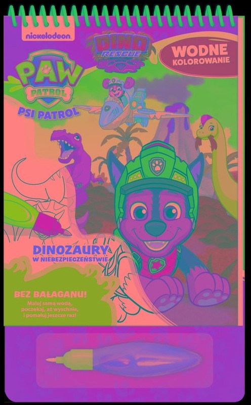 okładka Psi Patrol Wodne kolorowanie Dinozaury w niebezpieczeństwie książka