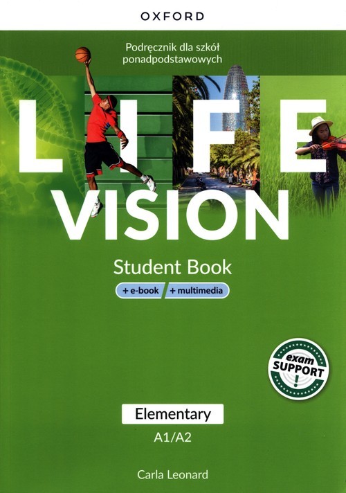 okładka Life Vision Elementary Podręcznik + e-book + multimedia Szkoła ponadpodstawowa książka | Carla Leonard