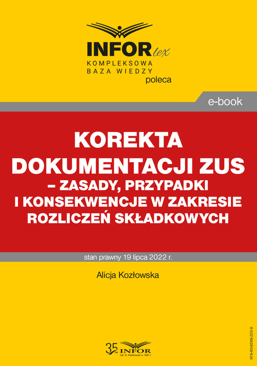 okładka Korekta dokumentacji ZUS – zasady, przypadki i konsekwencje w zakresie rozliczeń składkowych ebook | pdf | Alicja Kozłowska
