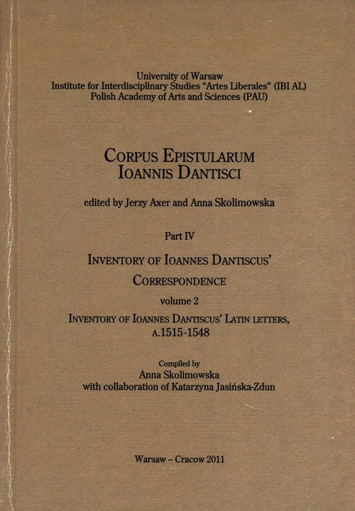 okładka Inventory of Ioannes Dantiscus' Correspondence, part 4, vol. 2 książka