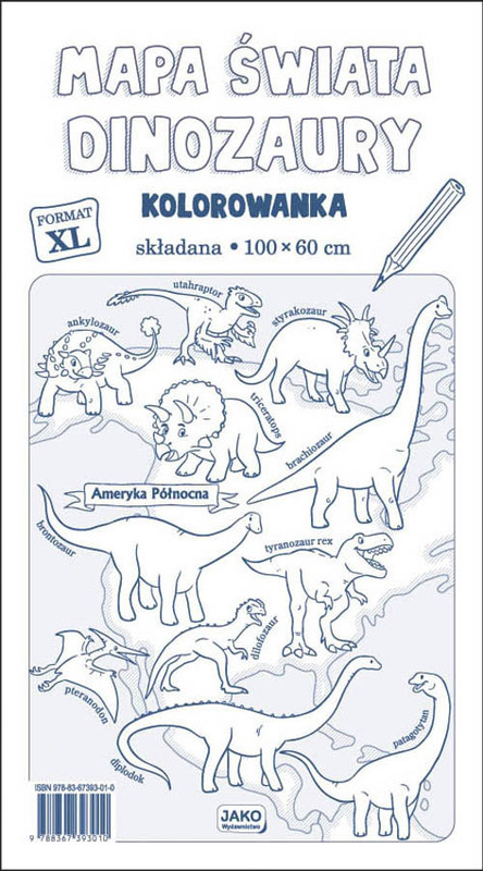 okładka Mapa Świata Dinozaury Kolorowanka XL 2 sztuki książka