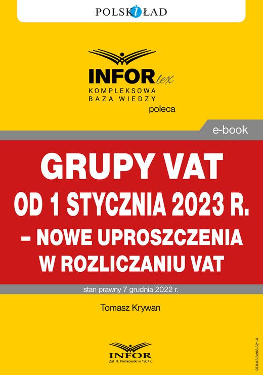 okładka Grupy VAT od 1 stycznia 2023 r. – nowe uproszczenia w rozliczaniu VAT ebook | pdf | Tomasz Krywan