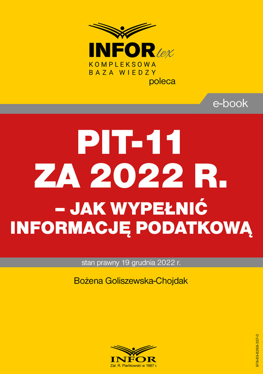 okładka PIT-11 za 2022 r. – jak wypełnić informację podatkową ebook | pdf | Bożena Goliszewska-Chojdak