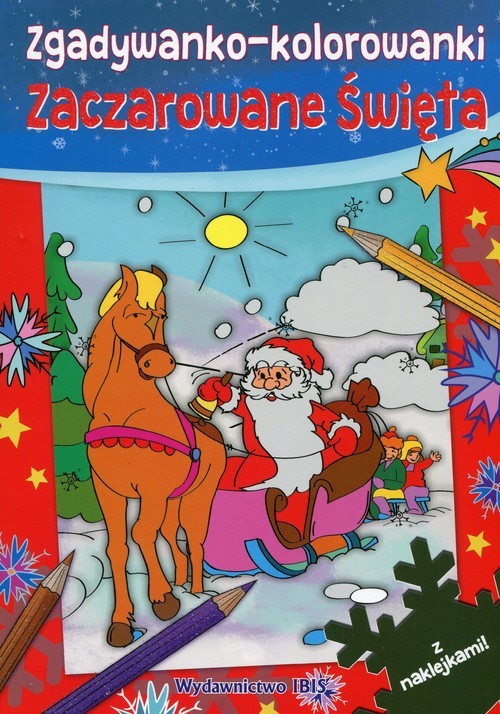 okładka Zgadywanko-kolorowanki Zaczarowane Święta z naklejkami książka | Praca Zbiorowa