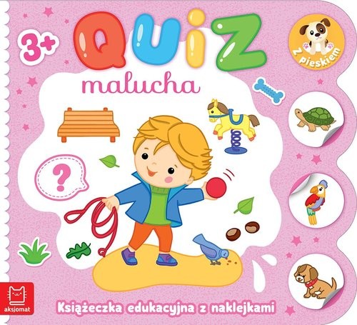 okładka Quiz malucha Książeczka edukacyjna z naklejkami z pieskiem 3+ książka | Łanocha Katarzyna