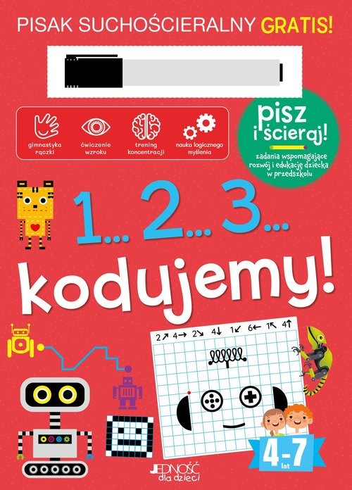 okładka 1...2...3... kodujemy! Książka z pisakiem suchościeralnym książka