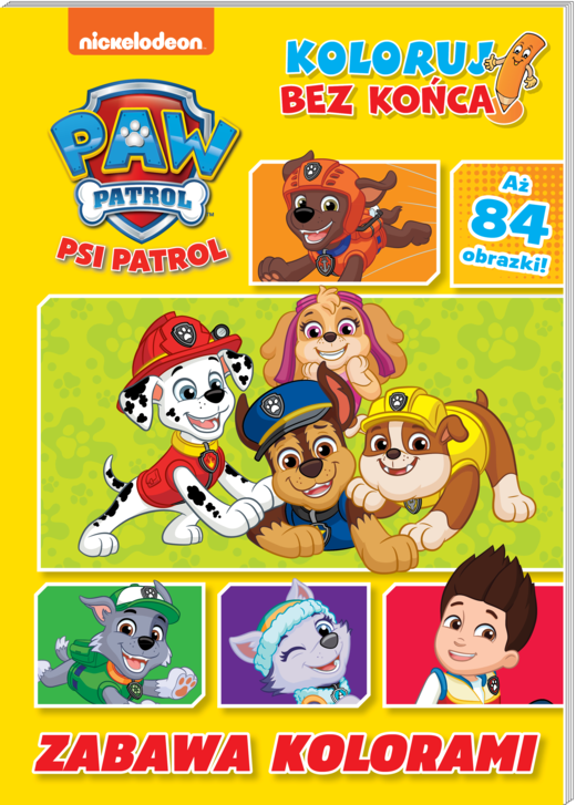 okładka Psi Patrol Koloruj bez końca Część 3 Zabawa kolorami książka