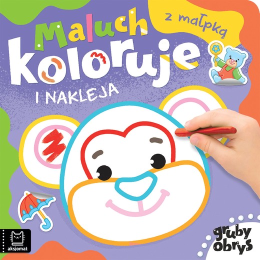 okładka Maluch koloruje i nakleja z małpką Gruby obrys książka