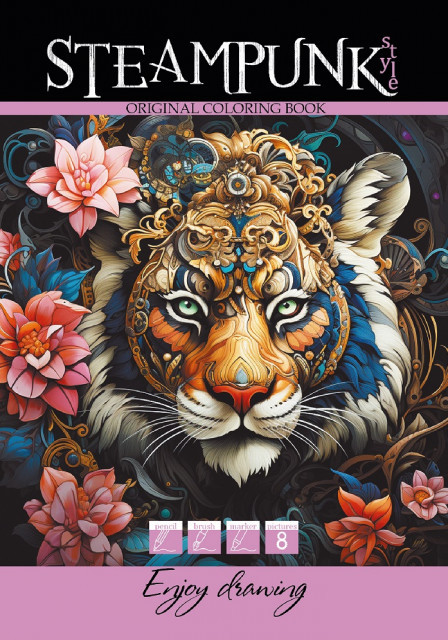 okładka Kolorowanka A4 Steampunk Tygrys książka