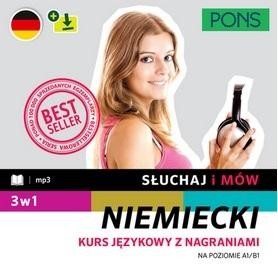 okładka Słuchaj i mów PONS niemiecki A1/B1 3w1 z nagraniami w.2 książka