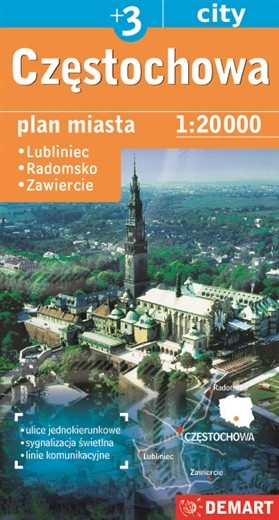 okładka Częstochowa plan miasta 1:20 000 + 3 miasta książka | Opracowanie zbiorowe
