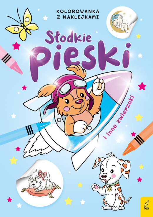 okładka Słodkie pieski i inne zwierzaki. Kolorowanka z naklejkami książka | Opracowanie zbiorowe