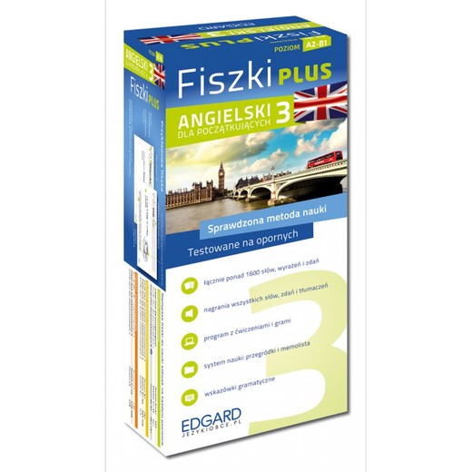 okładka Angielski. Fiszki PLUS dla początkujących 3. Poziom A1-A2 książka | Opracowanie zbiorowe