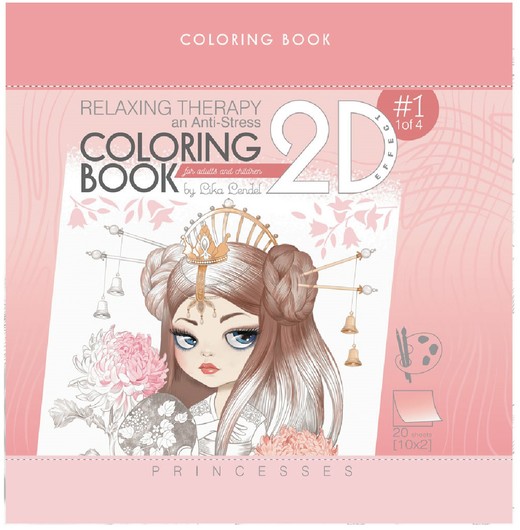 okładka Kolorowanka antystresowa 200x200 20 kartek Usztywniana 2D brokat Princesses książka