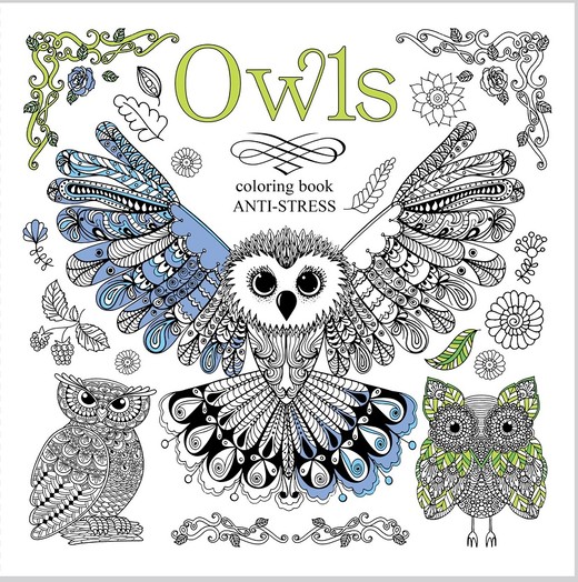 okładka Kolorowanka antystresowa 200x200 12 kartek BR Owls książka