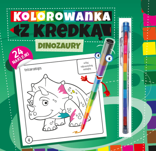 okładka Dinozaury. Kolorowanka z kredką książka | Południak Marcin