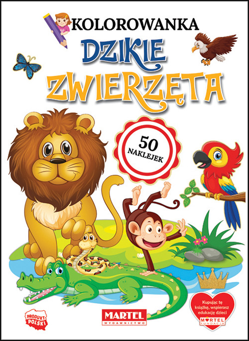 okładka Dzikie zwierzęta. Kolorowanka z naklejkami książka | Adam Gdula