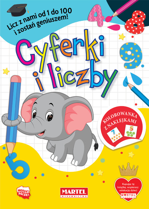 okładka Cyferki i liczby. Kolorowanka z naklejkami książka | Katarzyna Ratajszczak