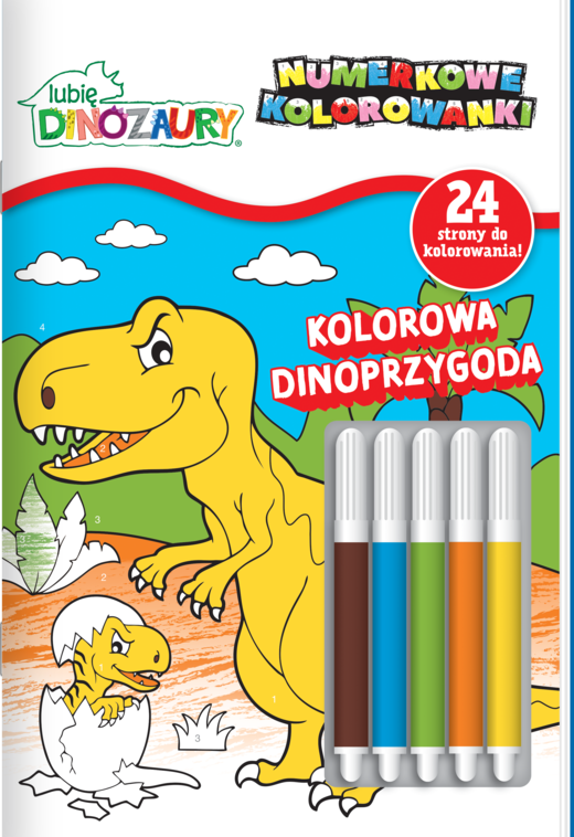 okładka Kolorowa Dinoprzygoda.  Lubię Dinozaury. Numerkowe kolorowanki książka | Opracowanie zbiorowe