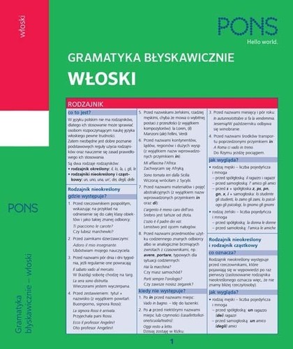 okładka Błyskawicznie gramatyka włoska PONS książka | Opracowanie zbiorowe